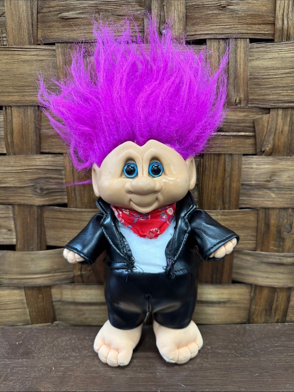 Vintage 1992 Troll Doll with Bright Purple Hair and Black Outfit 12 ‘’